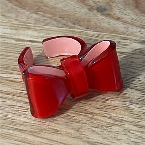 Red Bow Ring NEW chunky acrylic statement ring size 7